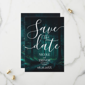 Custom Green Enchanted Forest Wedding Save The Date