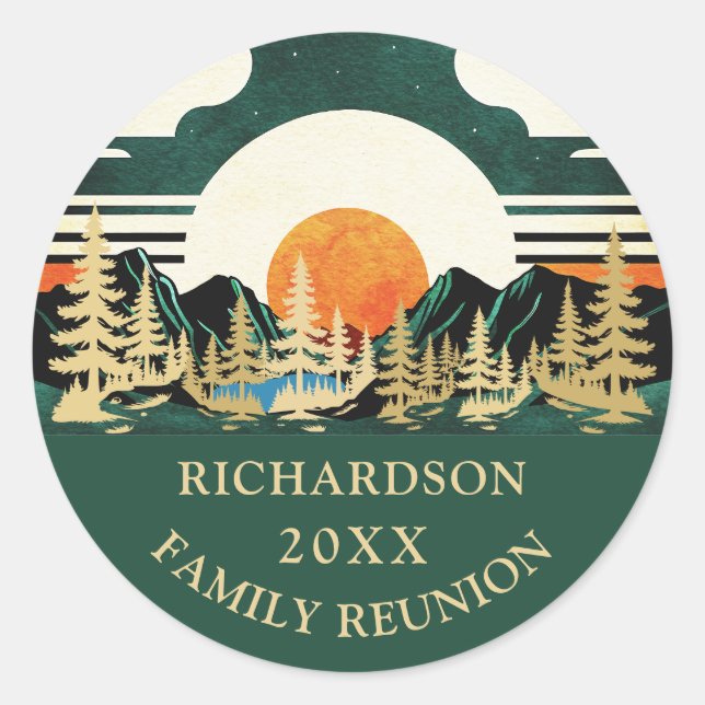 Custom Green Family Reunion Road Trip Outdoor Classic Round Sticker (Front)