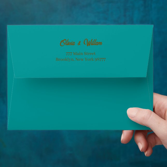 Custom Green Faux Gold Foil Formal 5x7 Envelope (Hand)
