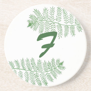 Custom Green Fern Monogram Coasters by CherylsArt