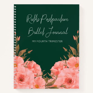 Custom Green Floral Postpartum Journal   New Moms