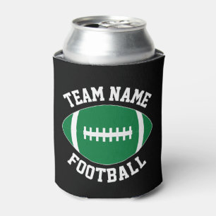 Custom Green Football Team Name Personalised Text Can Cooler