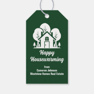 Custom Green Forest Happy Housewarming Realtor Gift Tags