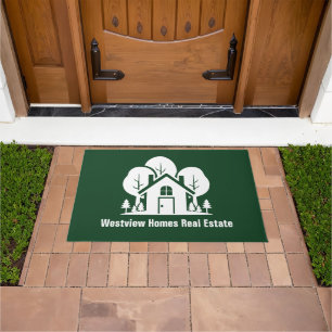 Custom Green Forest House Real Estate Company Doormat