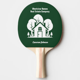 Custom Green Forest House Real Estate Company Ping Pong Paddle
