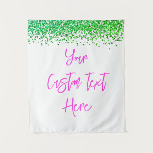Custom Green Glitter Birthday Party Photo Booth Tapestry