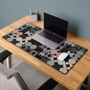Custom Green Gray Beige Brown Black Retro Pattern Desk Mat