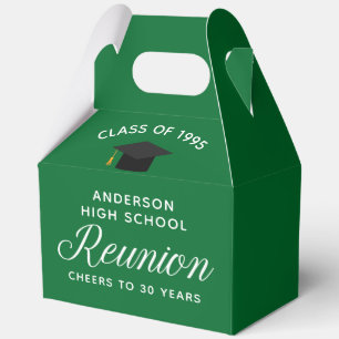 Custom Green High School Alumni Reunion Party Favour Box