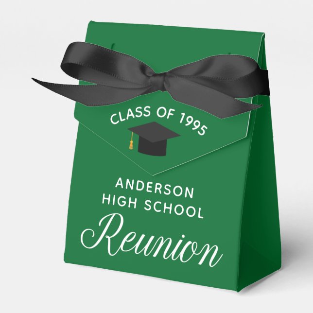 Custom Green High School Reunion Party Favour Box (Front Side)