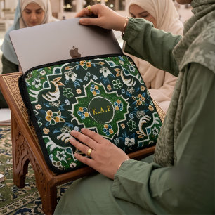 Custom Green Islamic Madinah Carpet Umrah Hajj Laptop Sleeve