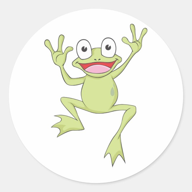Custom Green Jumping Frog Classic Round Sticker (Front)