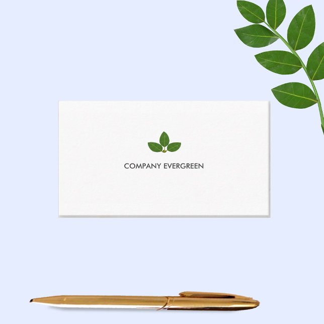 Custom Green Laurel Leaves Logo on White Business Card (Creator Uploaded)
