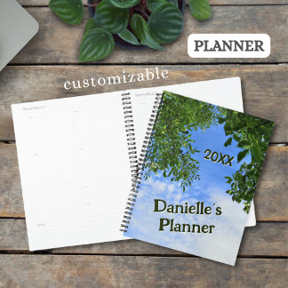 Custom Green Leaves Blue Sky Tree Crown Photo -  Planner