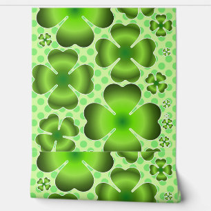 Custom Green Lucky Clover Pattern Gift Wallpaper