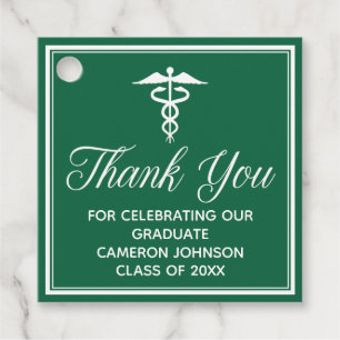 Custom Green Medical School Graduation Party Favour Tags