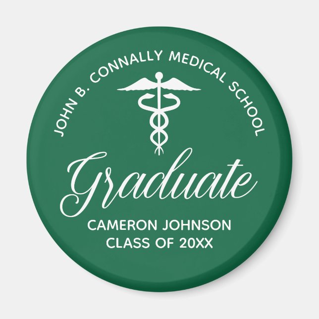 Custom Green Medical School Graduation Party Magnet (Front)