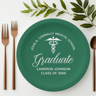 Custom Green Medical School Graduation Party Paper Plate
