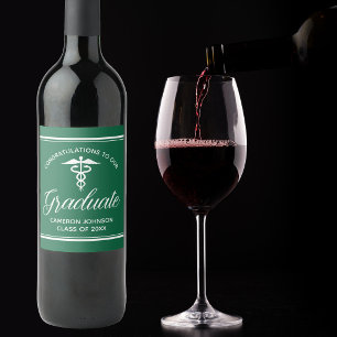 Custom Green Medical School Graduation Party Wine Label
