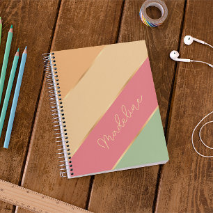 Custom Green Melon Red Orange Gold Art Stripes Planner