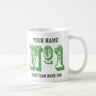 Custom Green Number 1 Sports Team Fan Personalised Coffee Mug