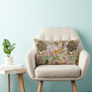 Custom Green Orange Pink Oyster Shell Design Lumbar Cushion