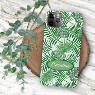 Custom Green Palm Leaves Tropical Summer Pattern Case-Mate iPhone Case