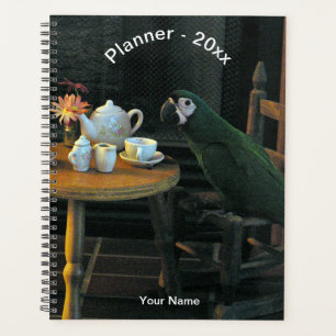 Custom Green Parrot Tea Set & Table Photo Planner