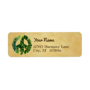 Custom Green Peace Sign Address Labels
