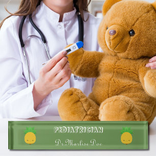 Custom Green Pineapple Paediatrician Desk Nameplat Nameplate