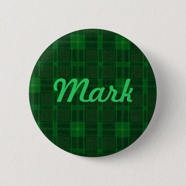 Custom Green Plaid Button (Front)