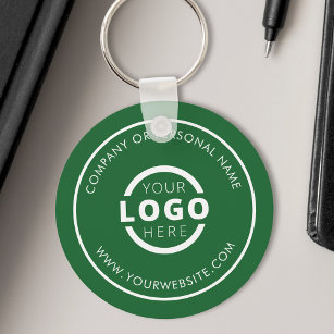 Custom Green Promotional Business Logo Branded Key Ring