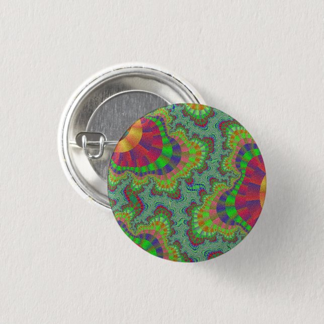 Custom Green Rainbow Gear Small Round Button (Front & Back)