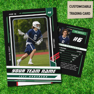 Custom Green & Red Lacrosse Player Card