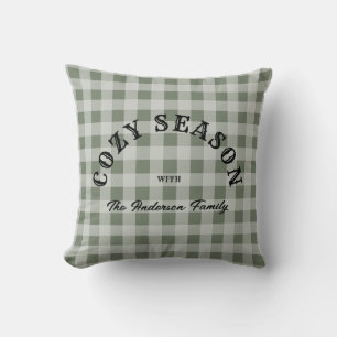 Custom Green Script Rustic Western Gingham Pattern Cushion