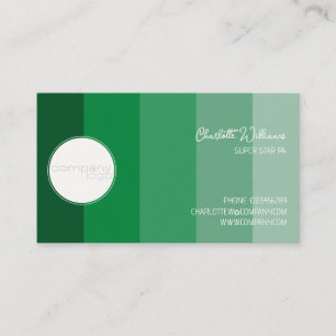 CUSTOM GREEN STRIPE COLOR ROUND COMPANY LOGO TEXT BUSINESS CARD