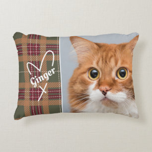 Custom Green Tartan Photo Decorative Cushion
