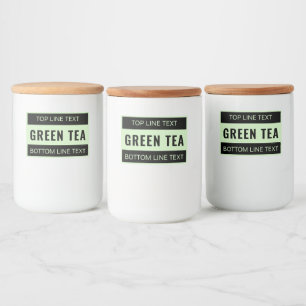 Custom Green Tea Container Label for Kitchen Stora