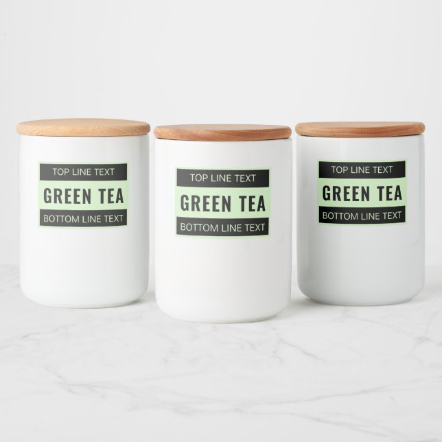 Custom Green Tea Container Label for Kitchen Stora (Bottles)