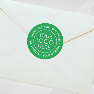 Custom Green Thank You Sticker with Logo