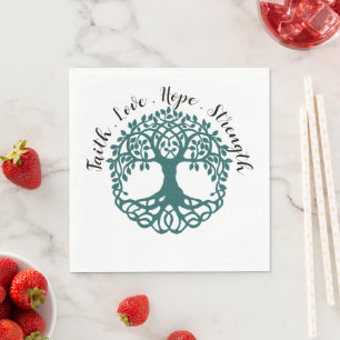 Custom Green Tree of Life Bile Duct Cancer Napkin