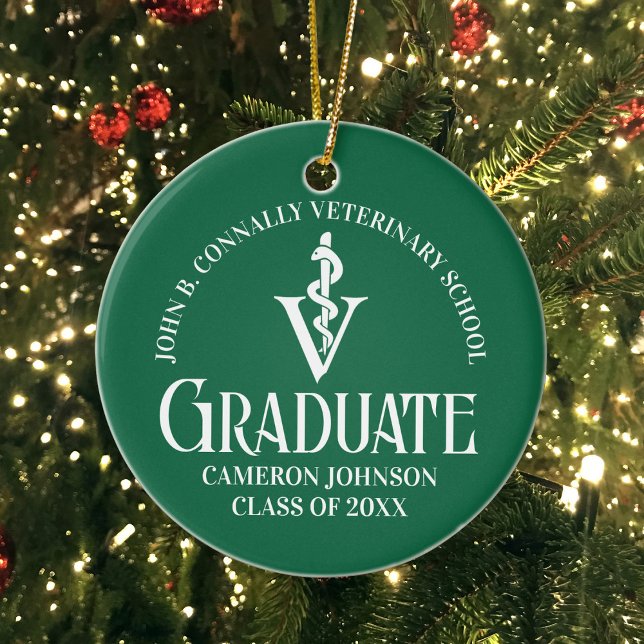 Custom Green Veterinary School Graduation Gift Ceramic Tree Decoration (Creator Uploaded)