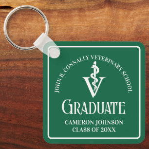 Custom Green Veterinary School Graduation Key Ring