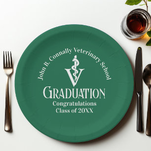 Custom Green Veterinary School Graduation Party Paper Plate