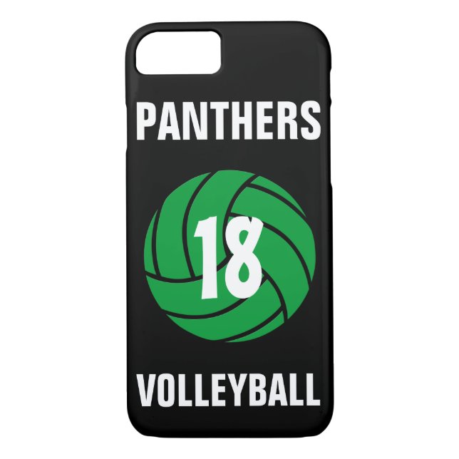 Custom Green Volleyball Number & Team Phone Case (Back)