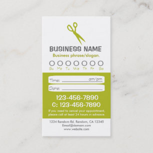 Custom green white hair appointment cards