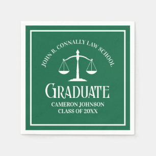 Custom Green White Law School Graduation Party Napkin