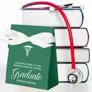 Custom Green White Medical School Graduation Party Favour Box