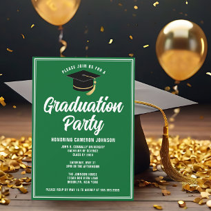 Custom Green White Modern 2025 Graduation Party Invitation