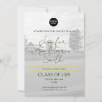 Custom Green Yellow Graduation with Back Photo