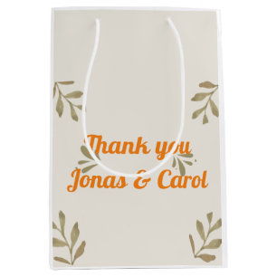 Custom greenery watercolor modern elegant medium gift bag